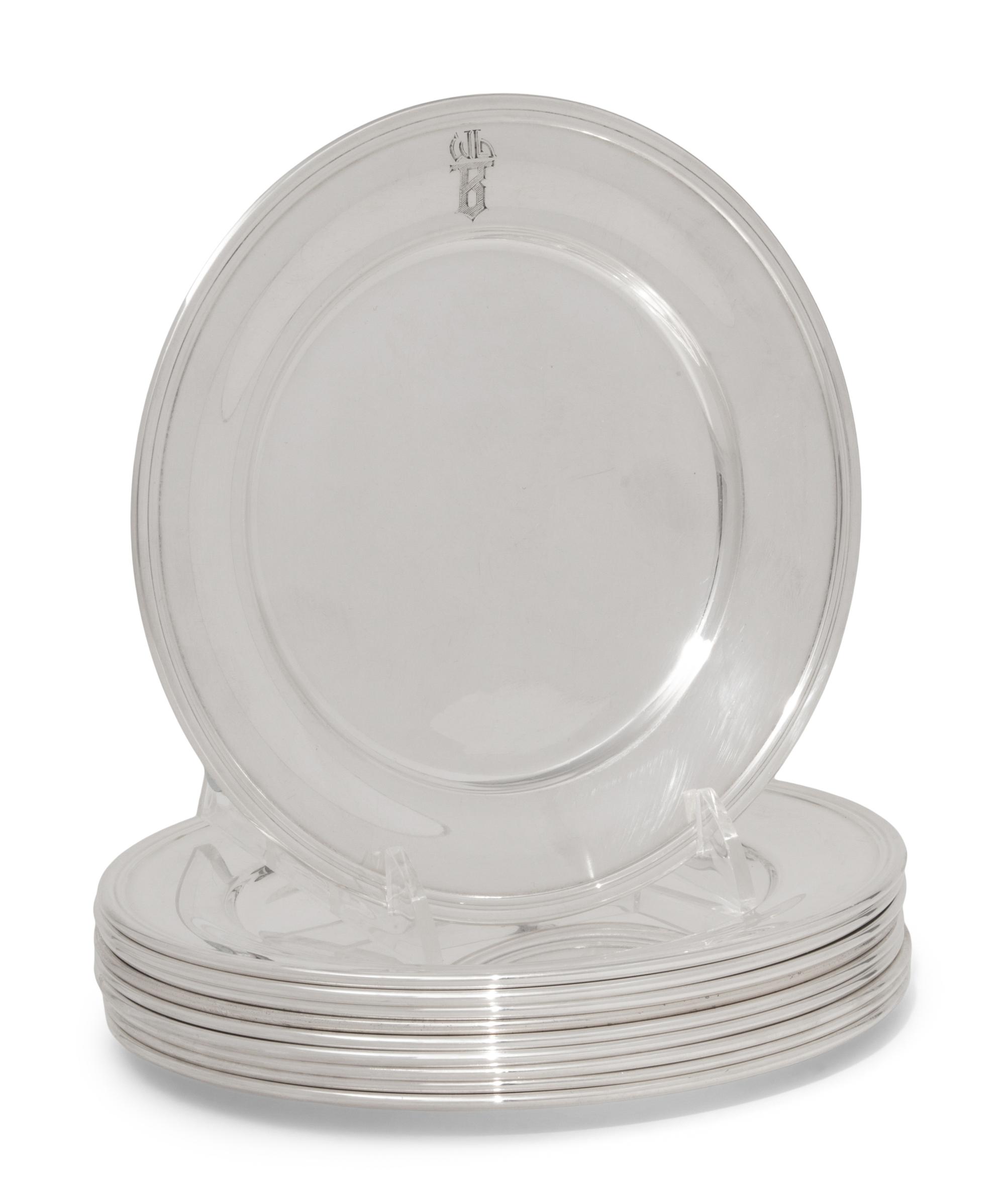 Ten American Silver Bread Plates
