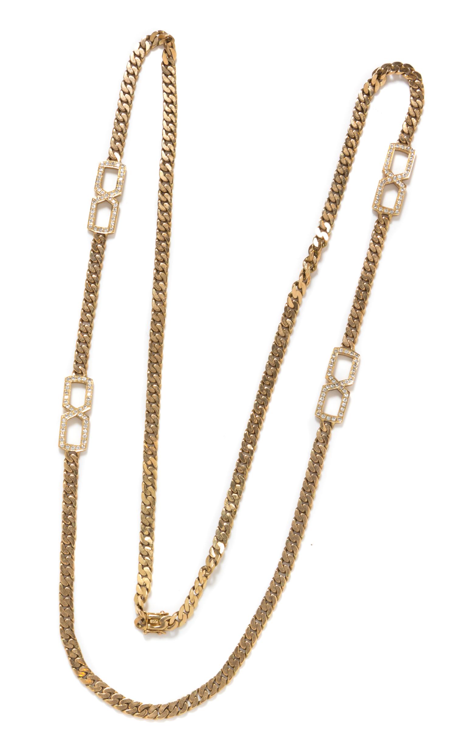 A 14 Karat Yellow Gold and Diamond Necklace, 45.00 dwts.