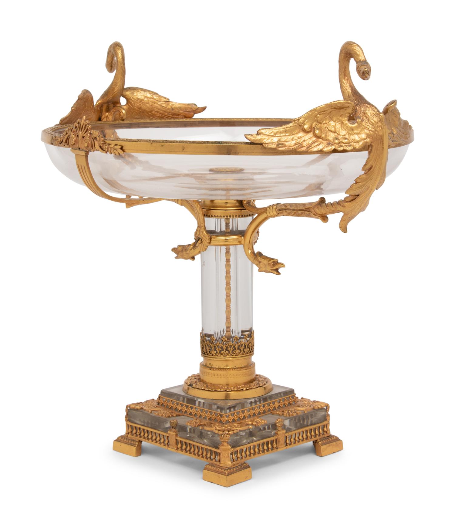 An Empire Style Cut Glass and Gilt Bronze Centerpiece