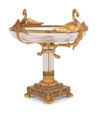 An Empire Style Cut Glass and Gilt Bronze Centerpiece