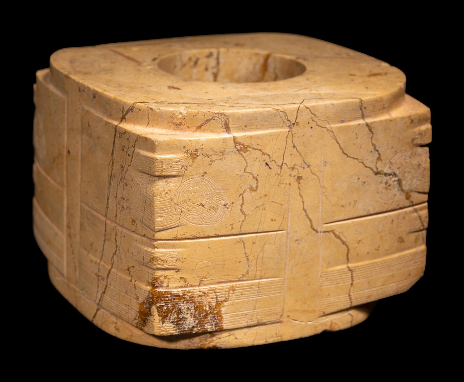 A Chinese Archaistic Chicken Bone Jade Cong