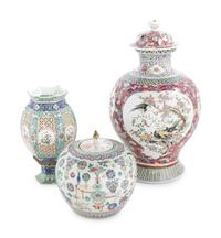 Three Chinese Famille Rose Porcelain Articles