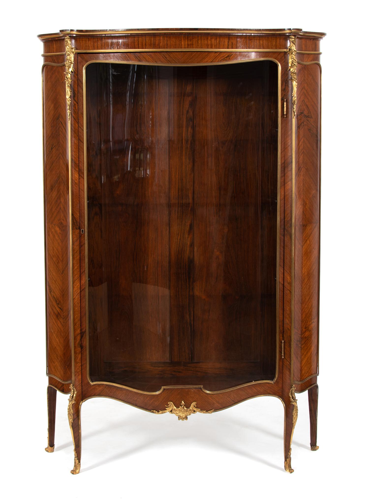 A Louis XV Style Gilt Bronze Mounted Kingwood Vitrine