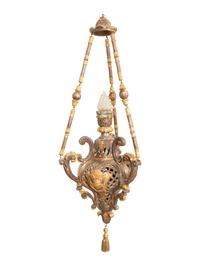An Italian Painted and Parcel Gilt Hanging Lantern