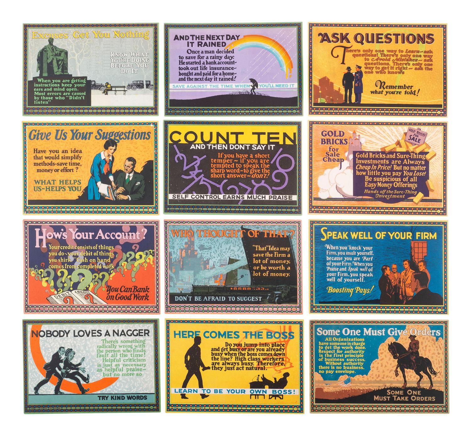 Twelve Motivational 'Action Poster' Lithograph Cards