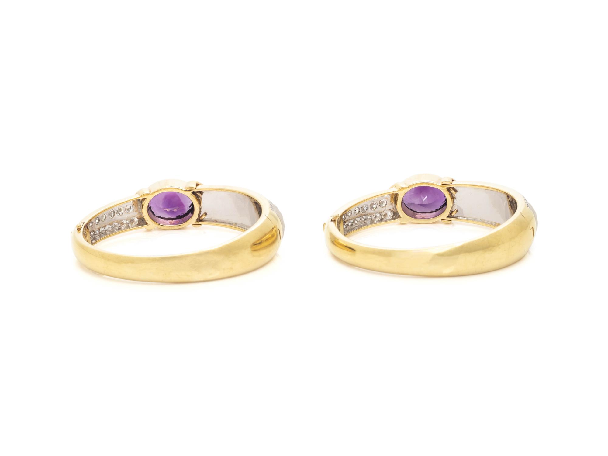AMETHYST, ROCK CRYSTAL AND DIAMOND BANGLE BRACELET SET