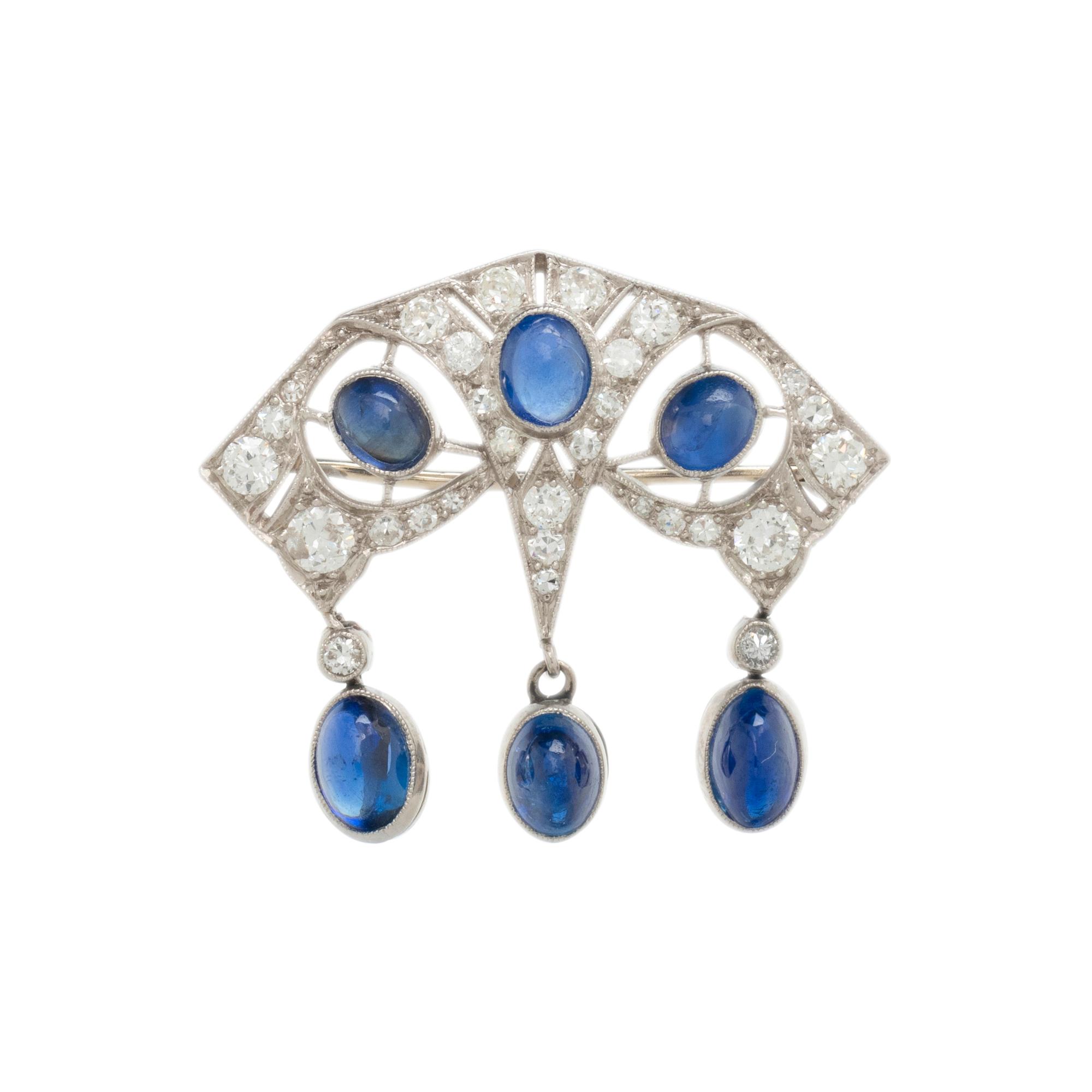 SAPPHIRE AND DIAMOND BROOCH