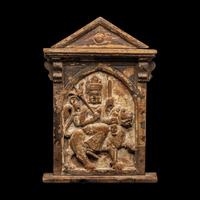A Tibetan/Nepalese Carved Wood Shrine Panel