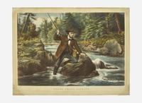 [Fishing] Currier, (Nathaniel), and (James) Ives: Brook Trout Fishing. "An Anxious Moment"
