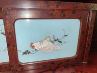 A Japanese lacquer display cabinet with cloisonné panels 日本漆器立柜及底座 Late Meiji period ????