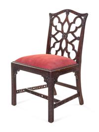 A Set of Four George III Mahogany “Gothick” Dining Chairs