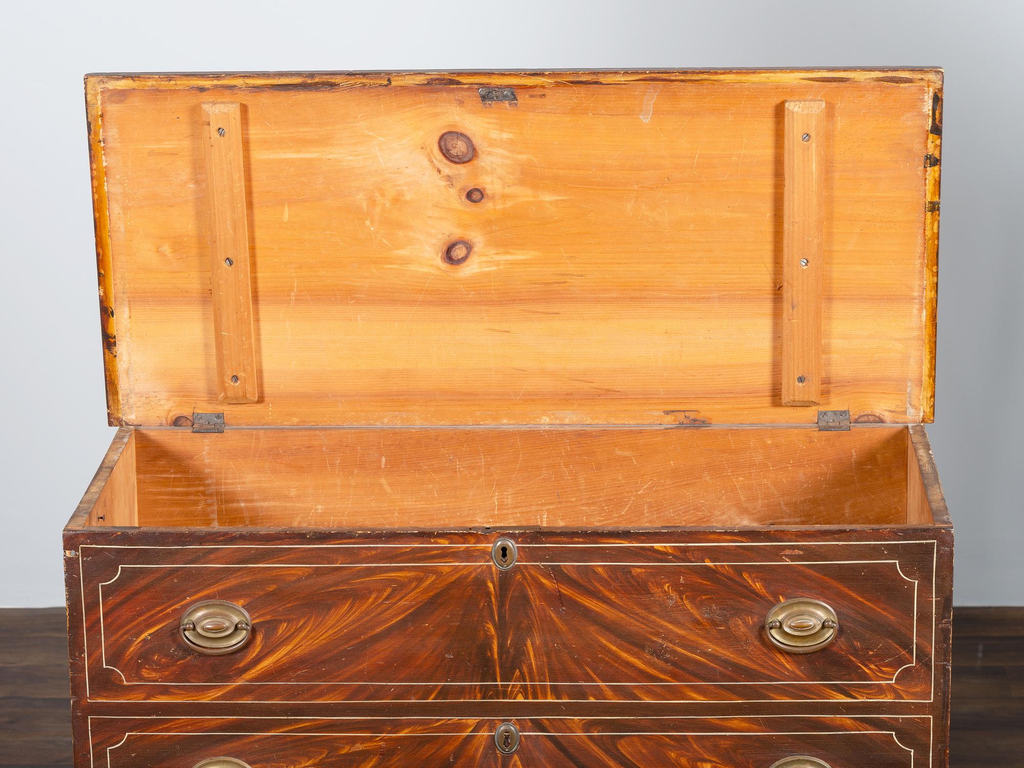 A Federal Grain Painted Pine Two-Drawer Blanket Chest