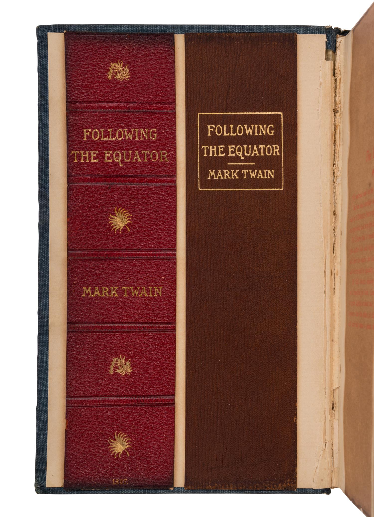 CLEMENS, Samuel Langhorne ("Mark Twain") (1835-1910). Following the Equator. A Journey Around the World . Hartford and New York: American Publishing Co.; Doubleday & McClure Co., 1897.