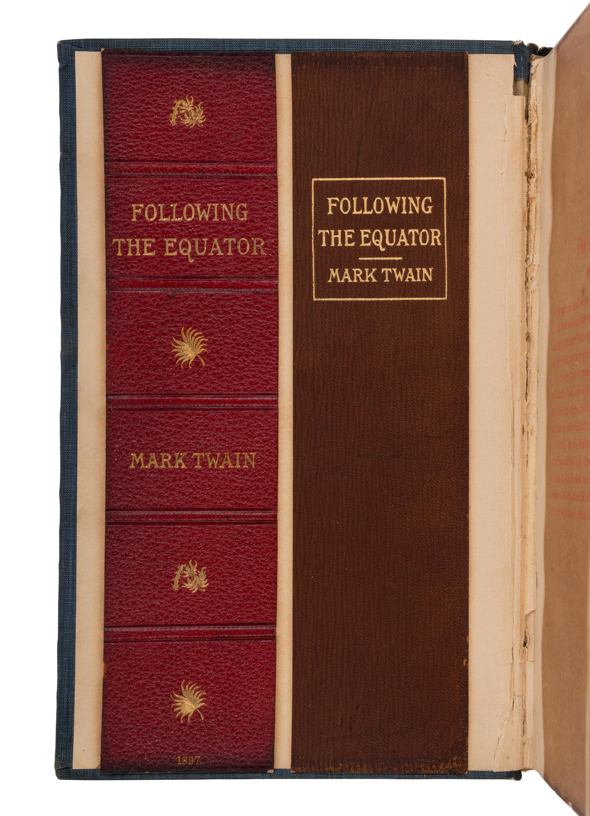 CLEMENS, Samuel Langhorne ("Mark Twain") (1835-1910). Following the Equator. A Journey Around the World . Hartford and New York: American Publishing Co.; Doubleday & McClure Co., 1897.
