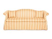 A Modern Camelback Sofa with Stripe Upholstery