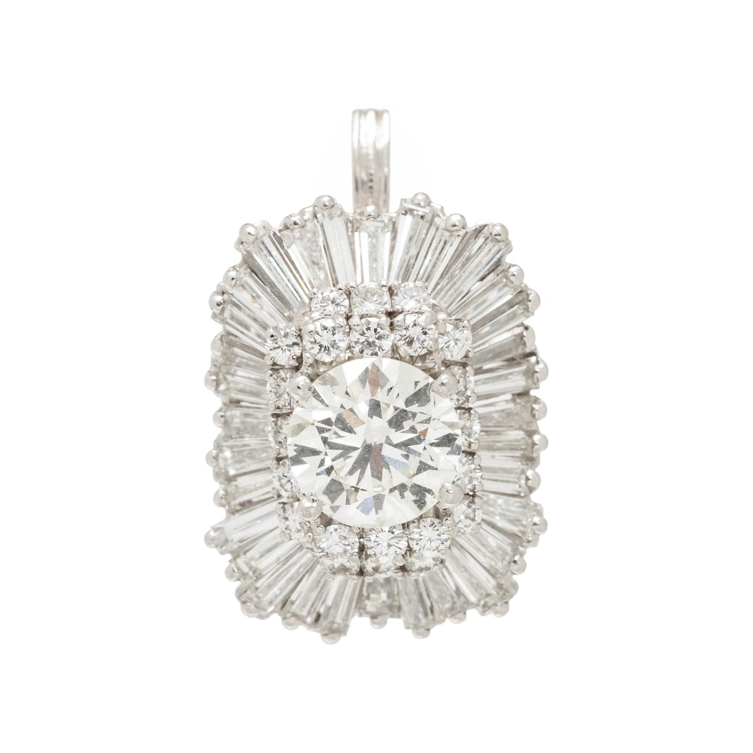 DIAMOND AND PLATINUM BALLERINA RING PENDANT