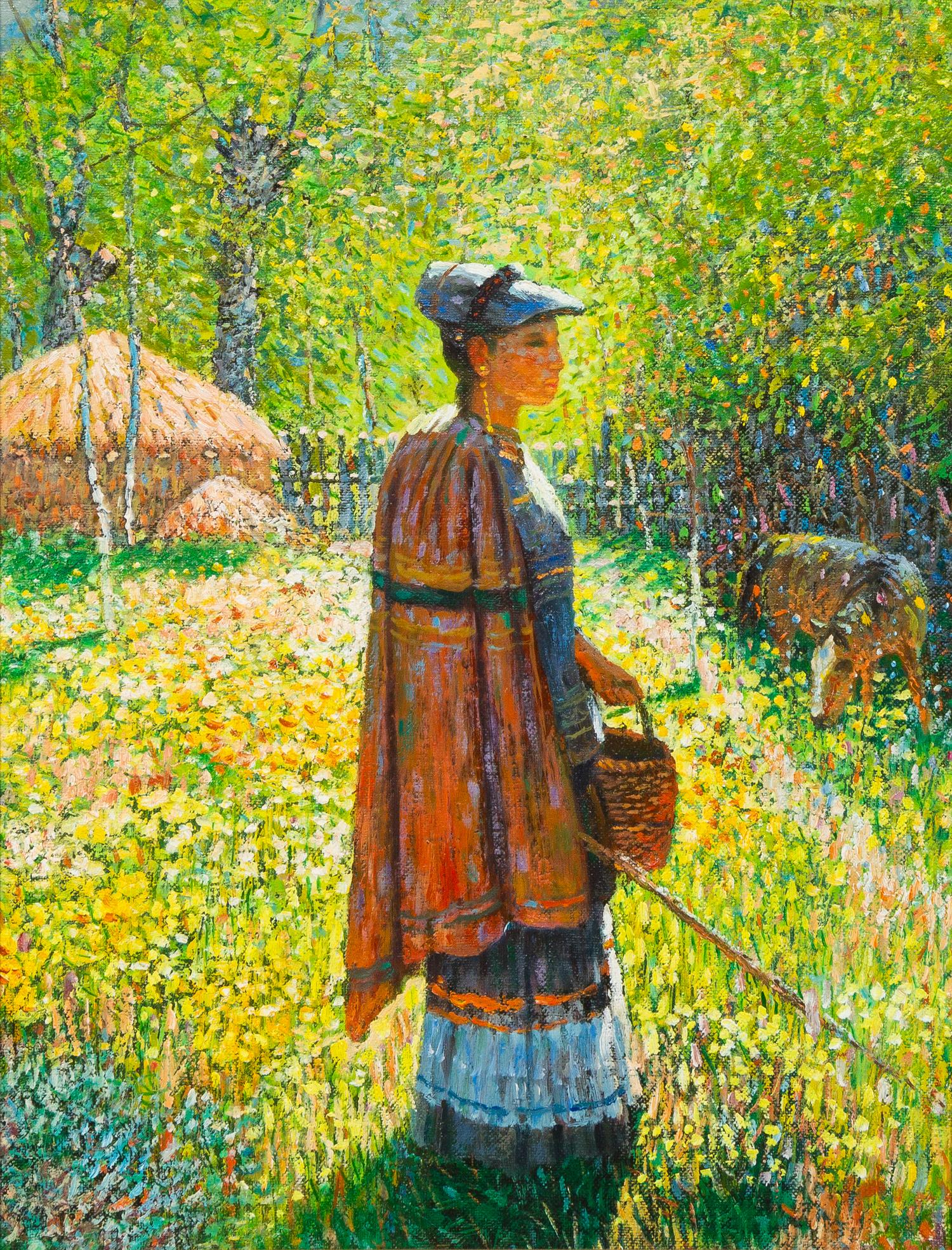 Luo Zhongli, (Chinese, b. 1948), Untitled (Woman with a Basket)