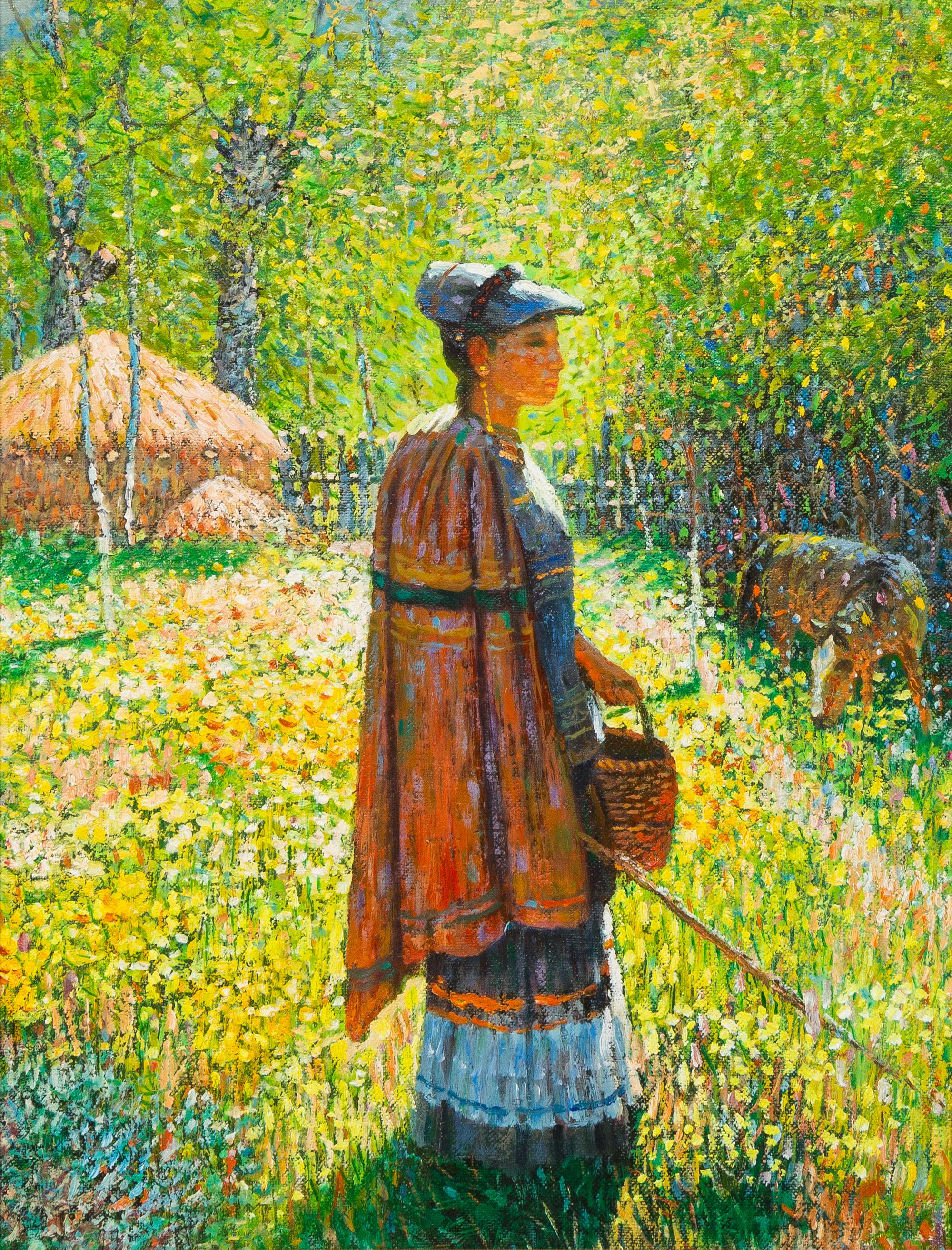 Luo Zhongli, (Chinese, b. 1948), Untitled (Woman with a Basket)