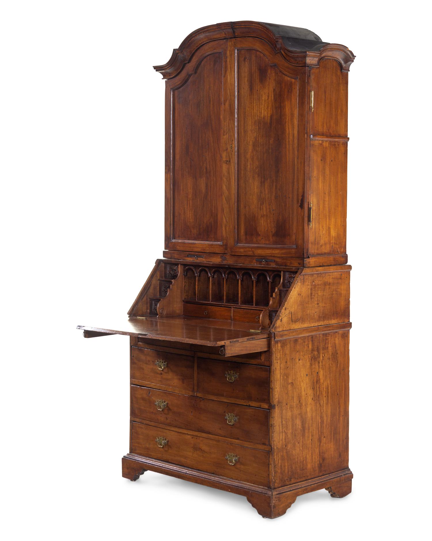 A George II Walnut Secretary Bookcase