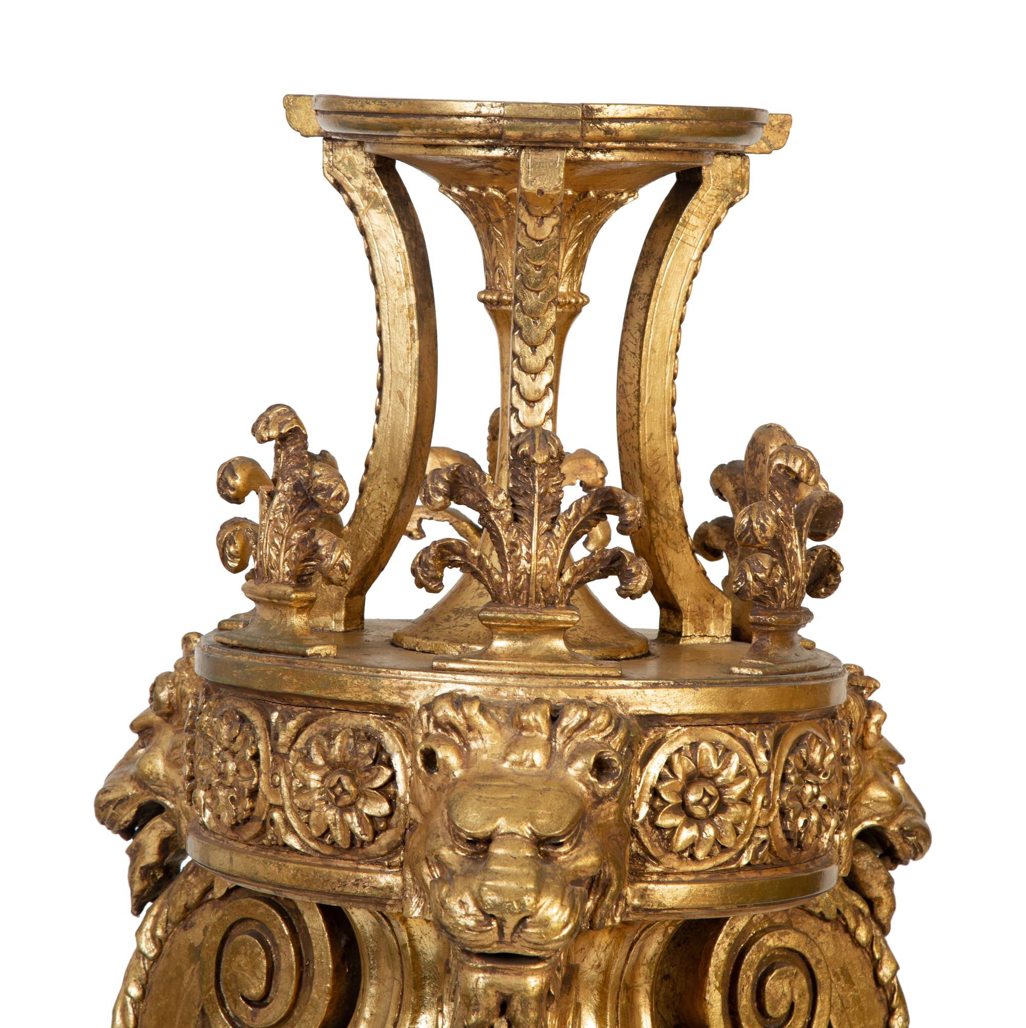 A Pair of Neoclassical Giltwood and Marble Torchères — CIRCA 1900