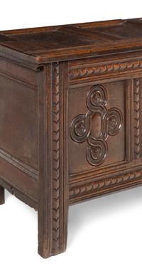 A William and Mary Carved Oak Blanket Chest
