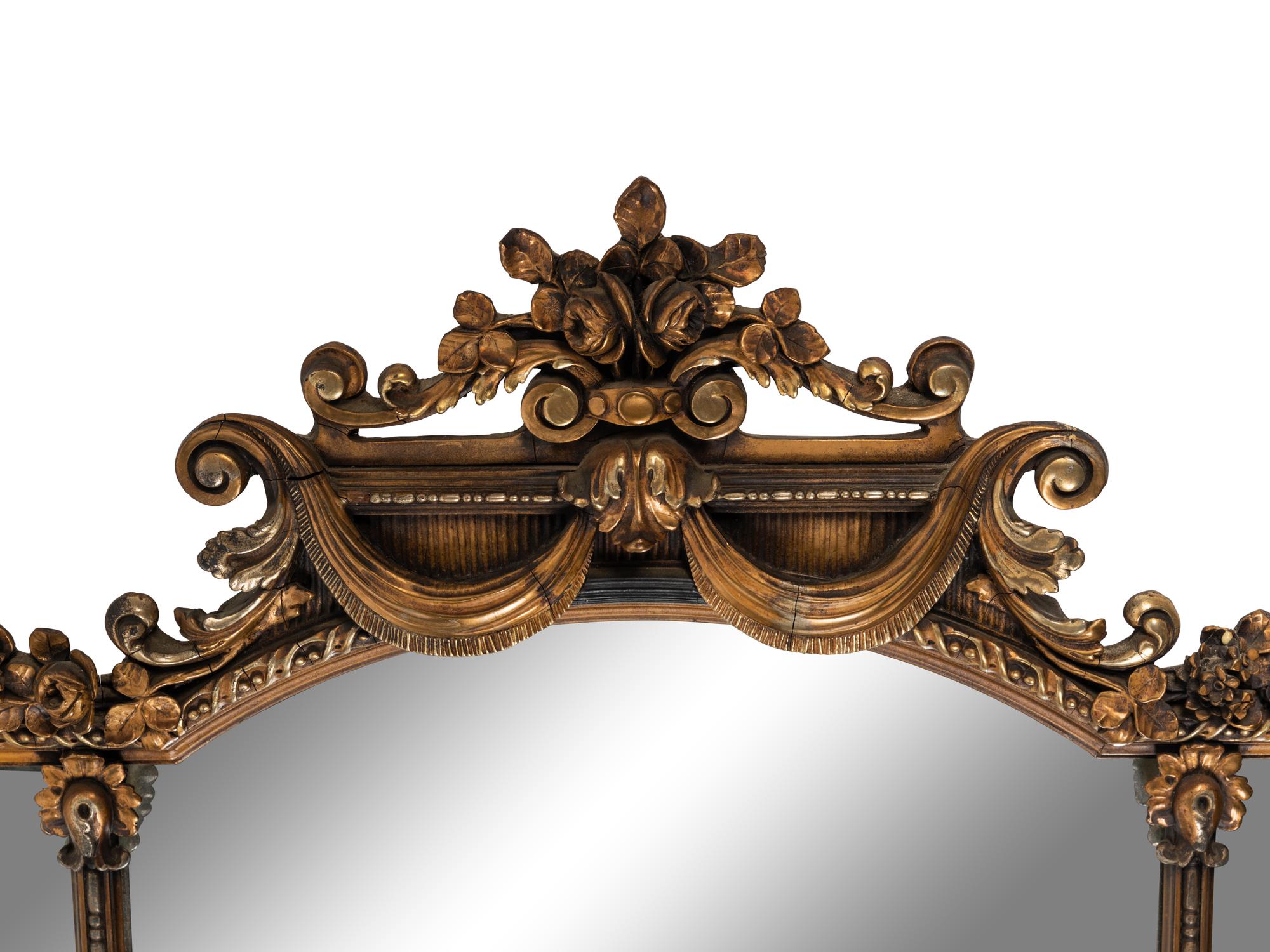 A French Etched Glass Gilt Mirror