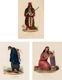 [McKenney, Thomas L. and James Hall]. Group of 3 prints from "The History of the Indian Tribes of North America"