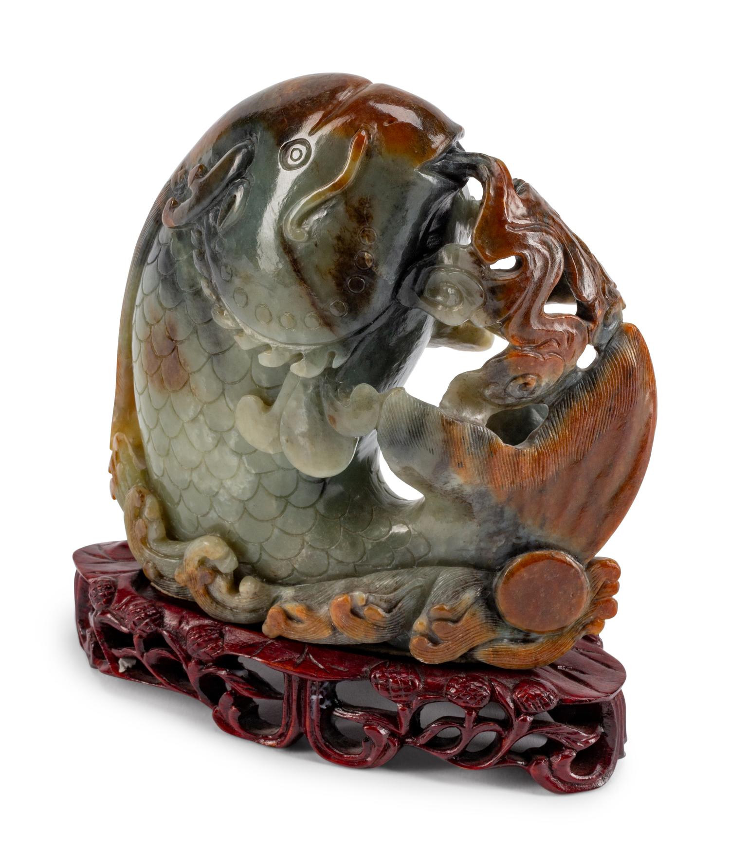 A Chinese Carved Jadeite Group of Fishes