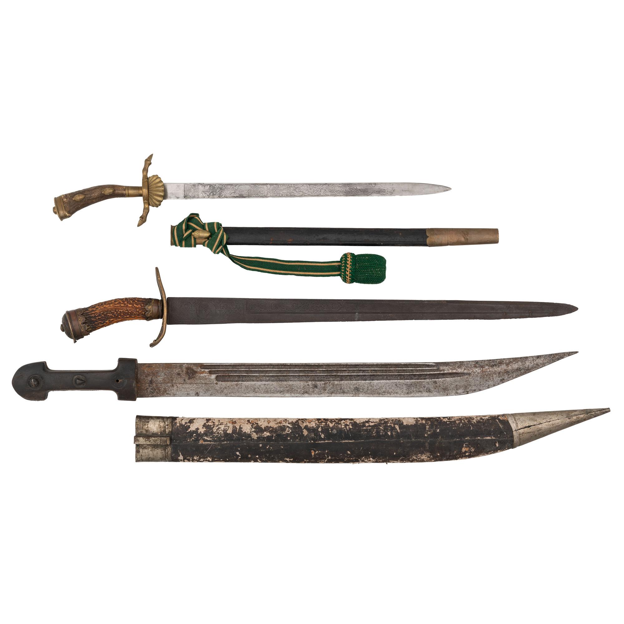 Lot of Two Hirschfanger and One Kindjal