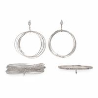 Coomi, White Gold Demi Parure and Sterling Silver Bangle Bracelet