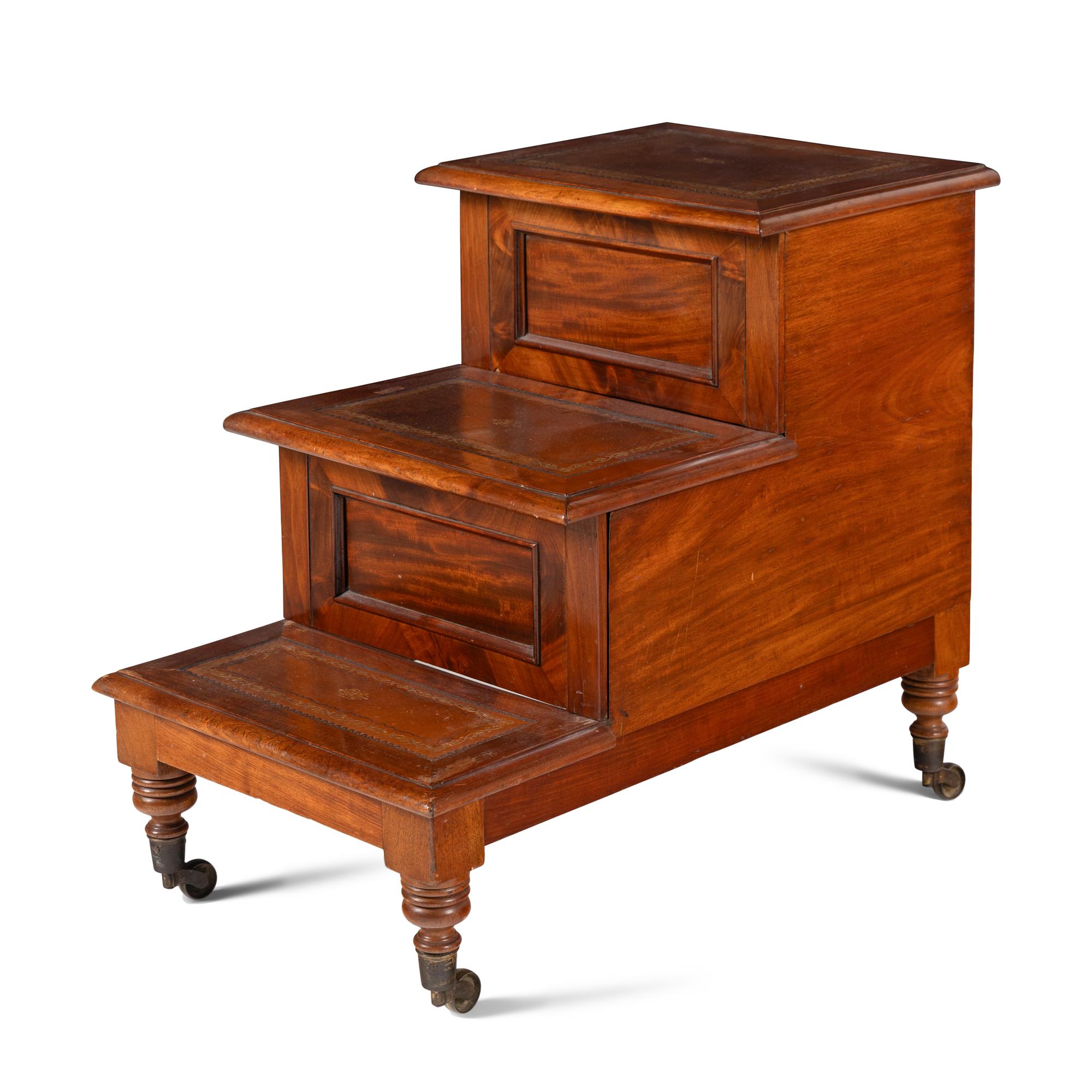A Set of English Mahogany Library Steps