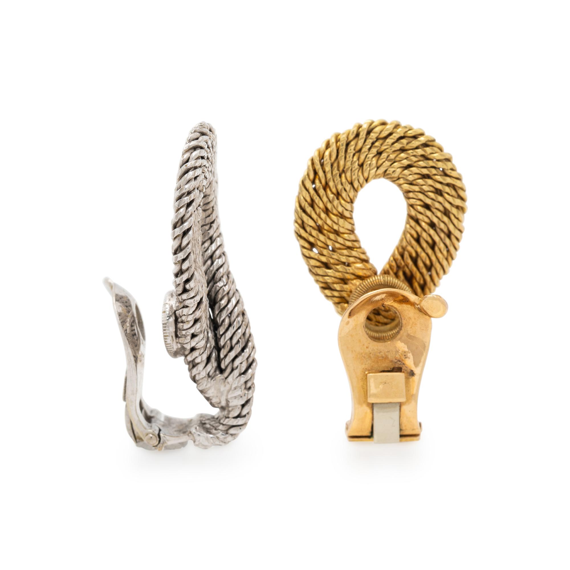 BULGARI, BICOLOR GOLD EARRINGS