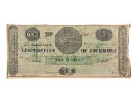 [CIVIL WAR]. Section of last Confederate flag that flew over Richmond in April 1865 with Corporation of Richmond note taken from the CSA Treasury.