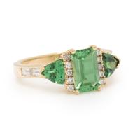 TSAVORITE GARNET AND DIAMOND RING