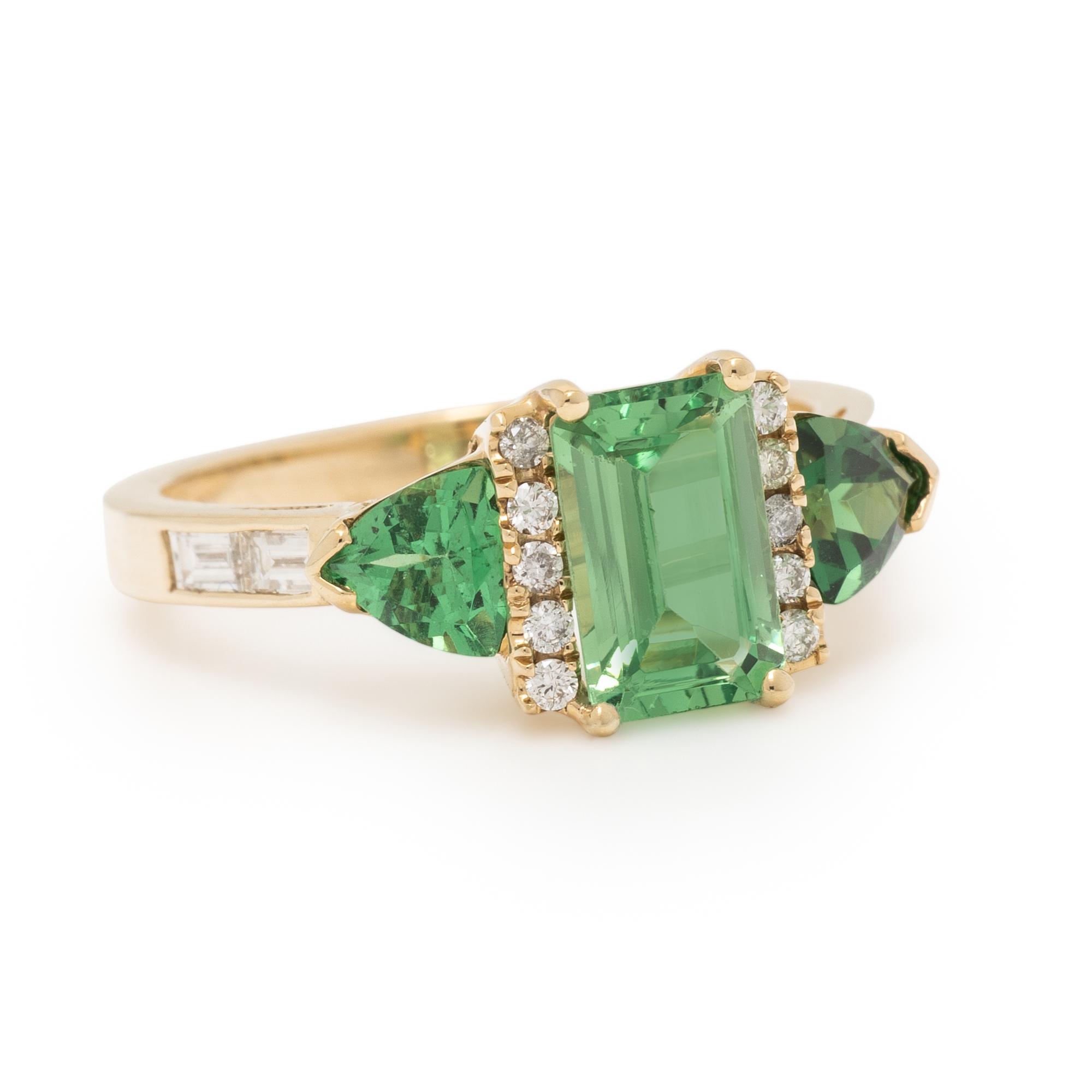 TSAVORITE GARNET AND DIAMOND RING