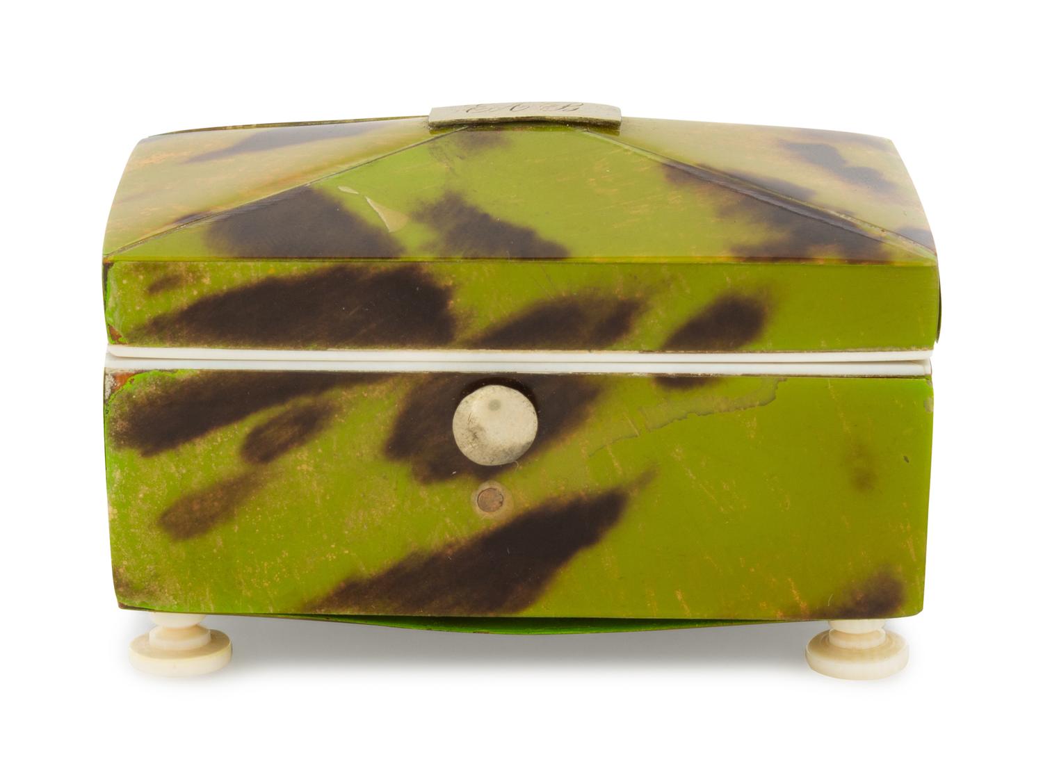 A Regency Green Tortoise Shell Small Box