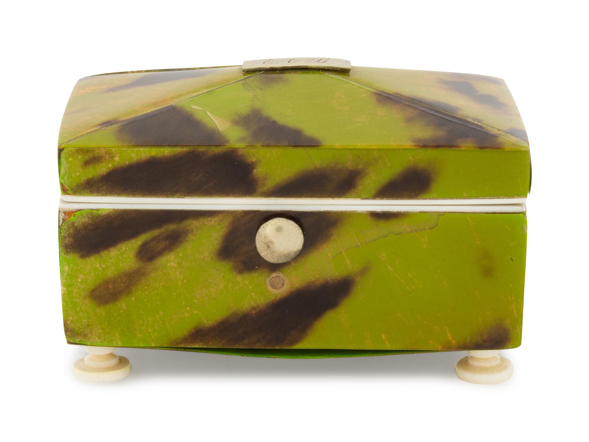 A Regency Green Tortoise Shell Small Box