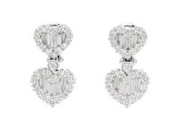 A Pair of 18 Karat White Gold and Diamond Heart Motif Earclips, 8.50 dwts.