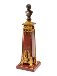 A Grand Tour Bronze and Patinated Metal Mounted Marble Table Ornament