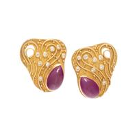 YELLOW GOLD, RUBY AND DIAMOND EARRINGS