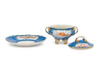 A Sèvres Style Porcelain Sauce Tureen and Tray