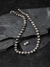 Silver Bead Necklace with Matching Stud Earrings