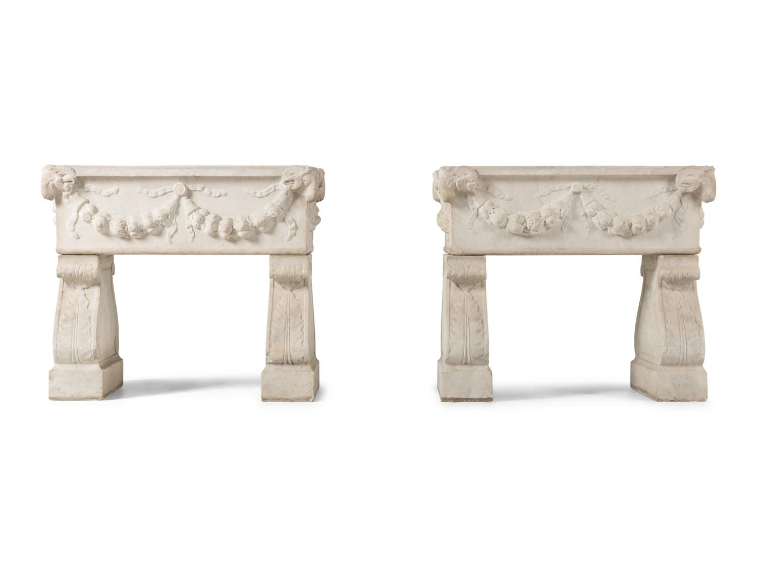 A Pair of Neoclassical Marble Jardinières