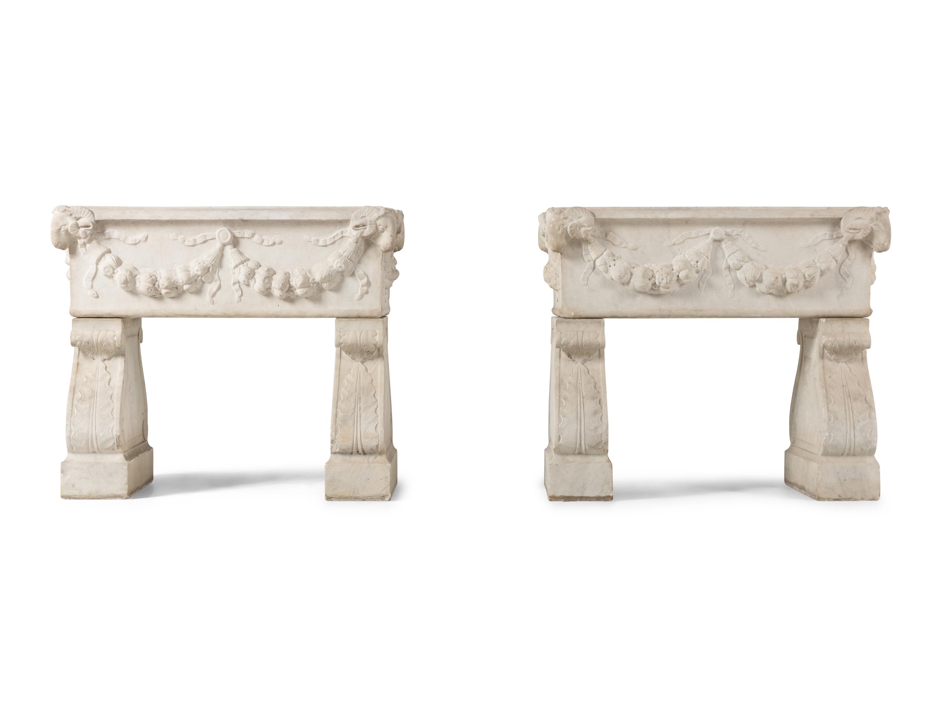 A Pair of Neoclassical Marble Jardinières
