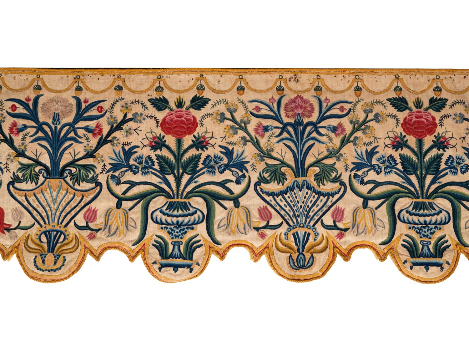 Three Crewelwork Drapery Pelmets