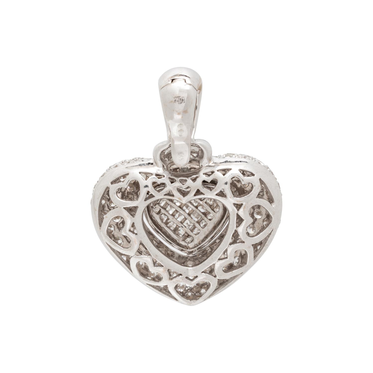 FRENCH, WHITE GOLD AND DIAMOND HEART PENDANT
