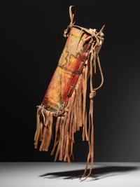 Painted Buffalo Hide Parfleche Cylinder