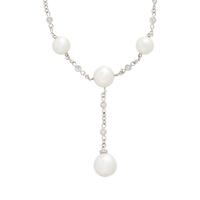 WHITE GOLD, DIAMOND AND CULTURED SOUTH SEA PEARL 'Y' NECKLACE