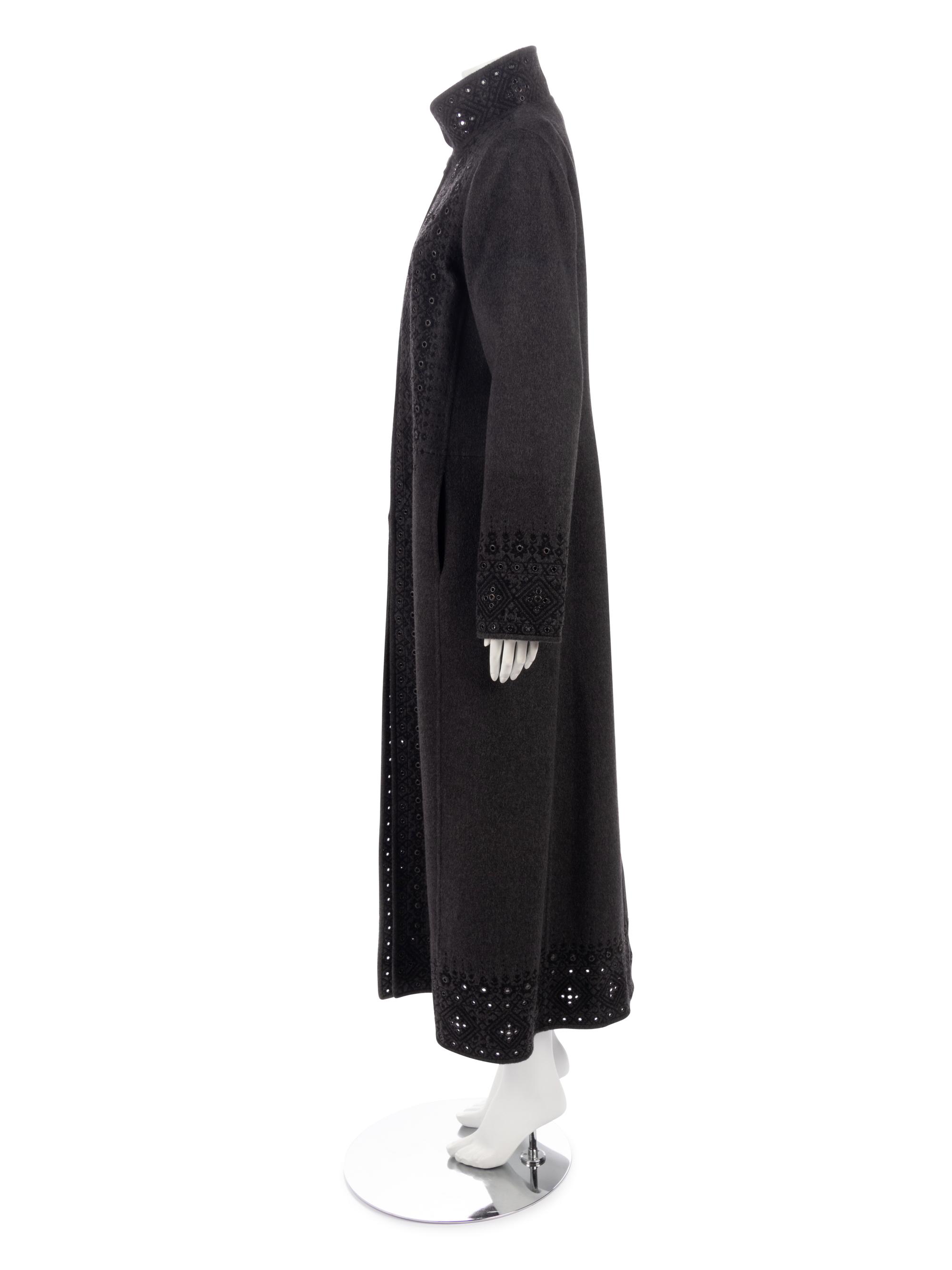 Oscar de la Renta Embroidered Cashmere Top Coat