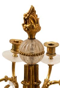 A Pair of Neoclassical Style Gilt Bronze and Rock Crystal Candelabra